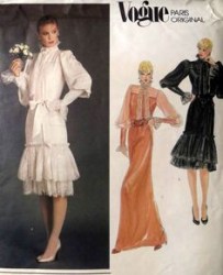 2681 VOGUE UNGARO LINED LACY RUFFLE DRESS LENGTHS, TIE PATTERN 8, 10,14